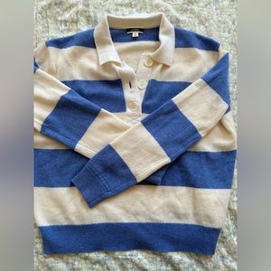 J Crew 100% Cashmere Striped Polo Sweater